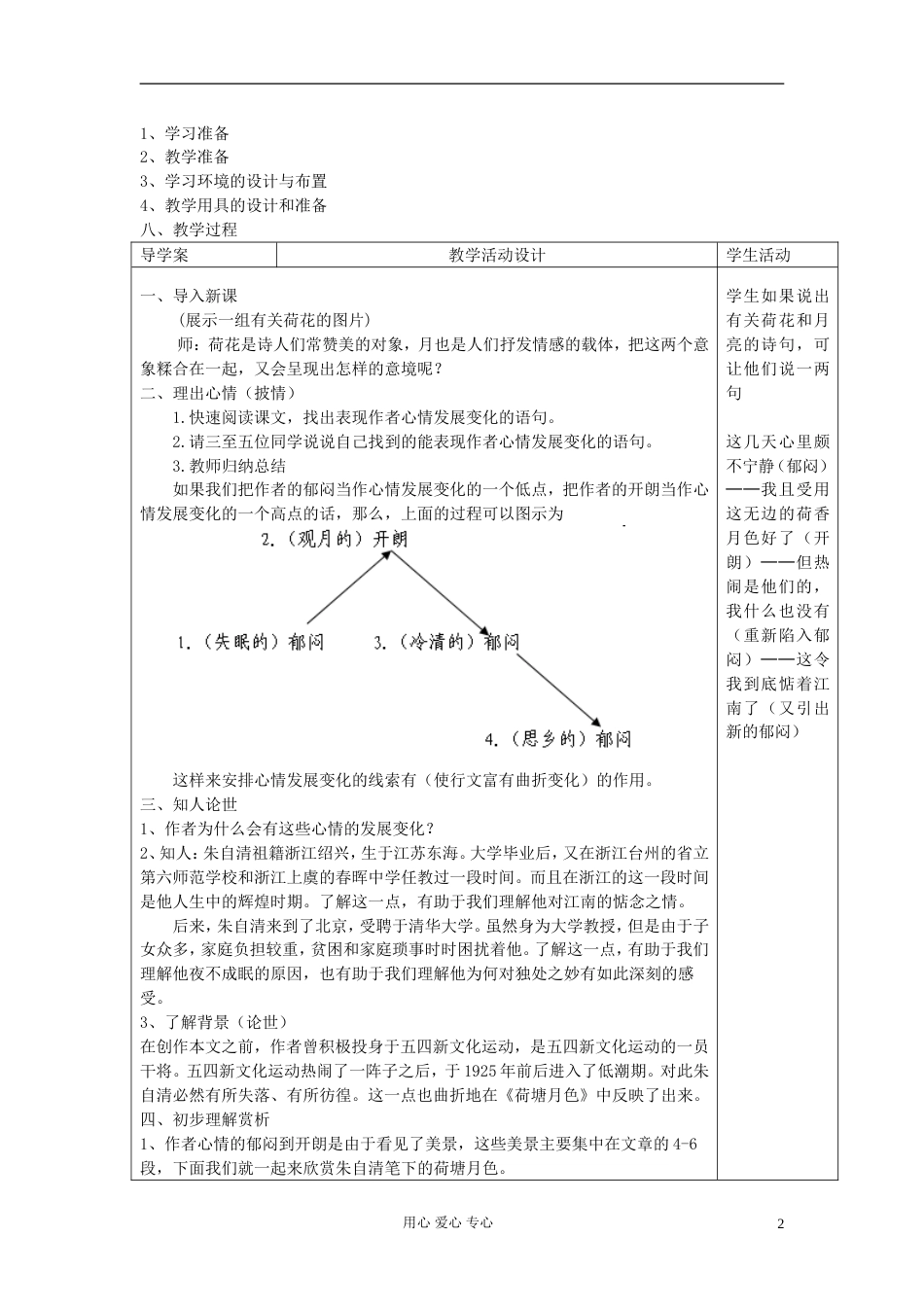 【暑假总动员】高中语文《荷塘月色》教学案例设计 苏教版必修2_第2页