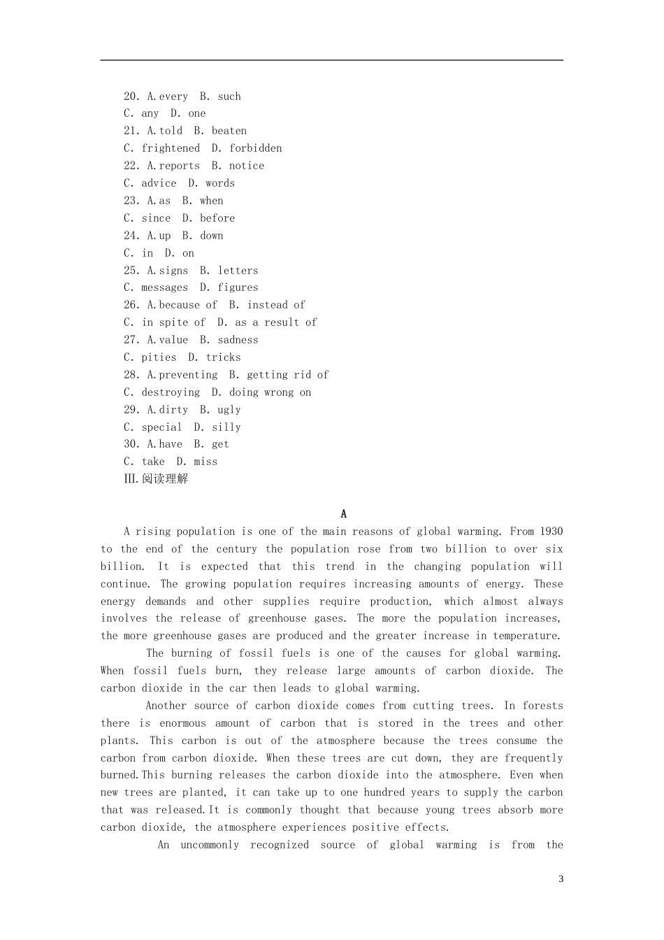 【河南专用】届高考英语一轮复习 课时作业 模块8 Unit 23 Conflict_第3页