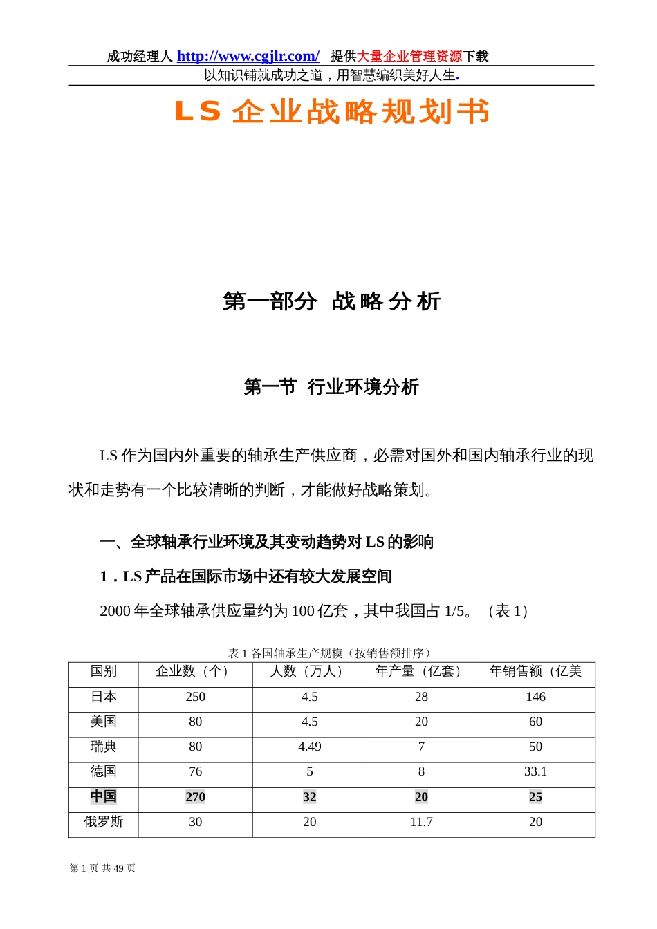 LS企业战略规划书[43页]_第1页