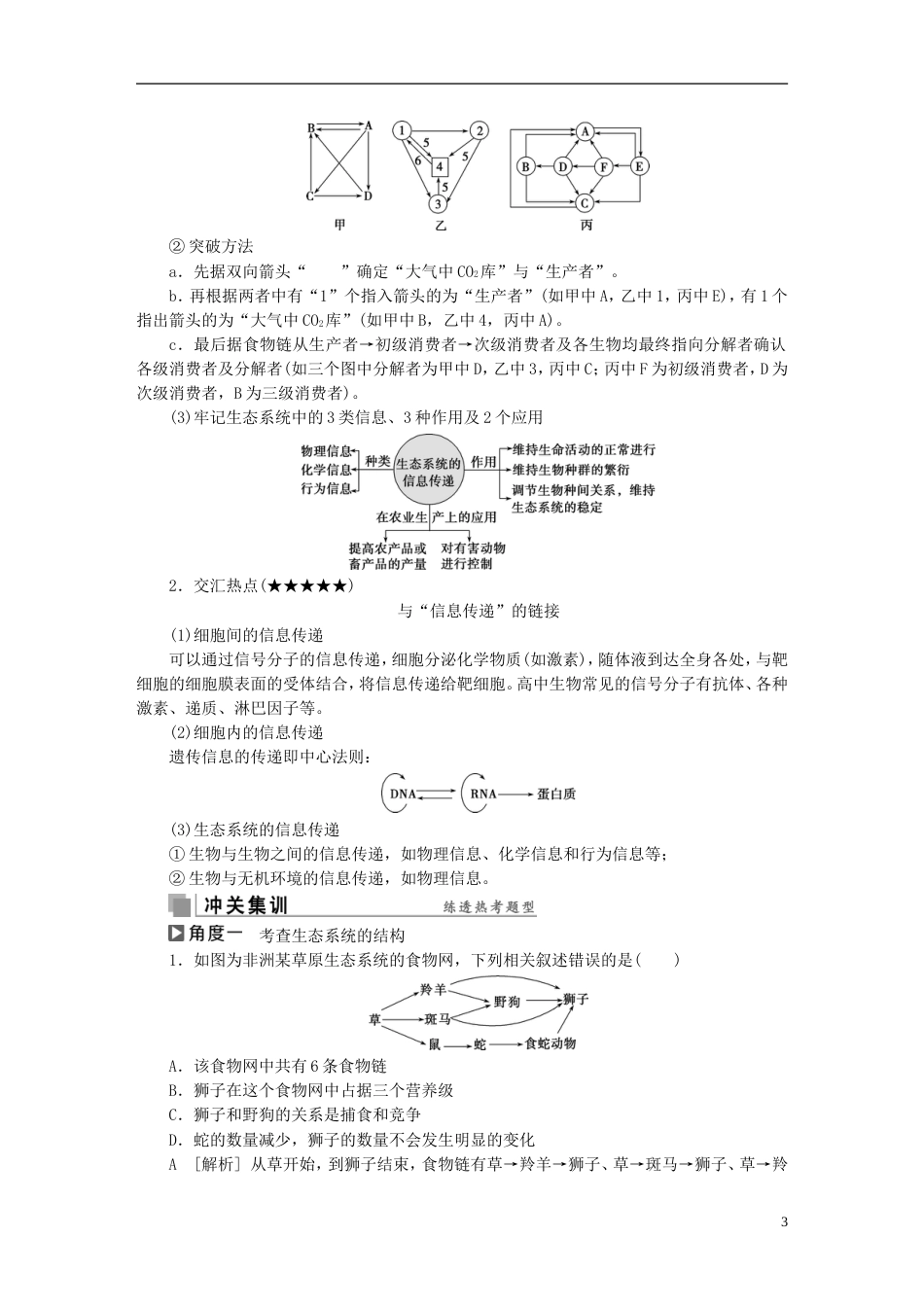 高考生物考前冲刺复习第1部分专题突破方略专题十三生态系统与环境保护讲义_第3页