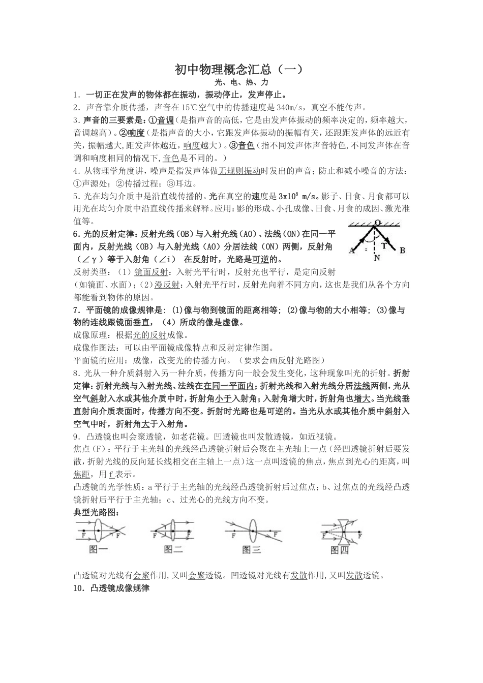 初中物理概念汇总[共11页]_第1页