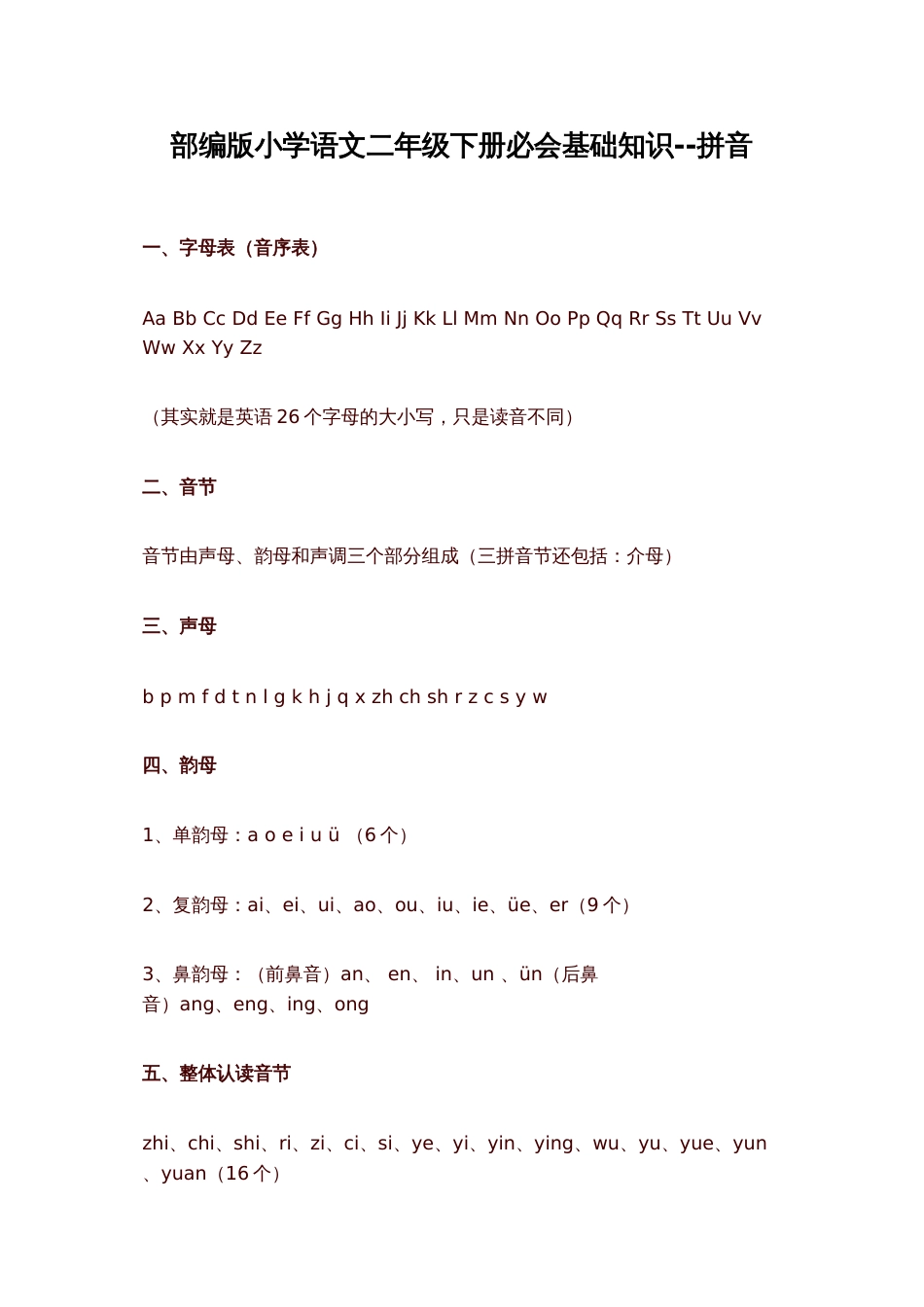 部编版小学二年级语文下册知识要点归纳汇总全年级_第1页