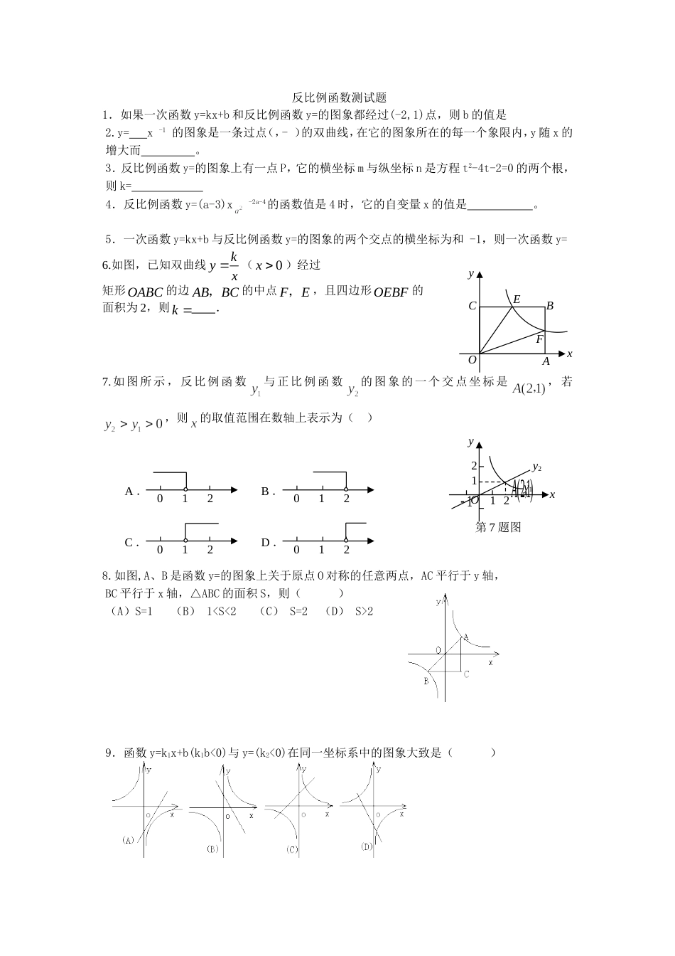 反比例函数测试题222[共2页]_第1页