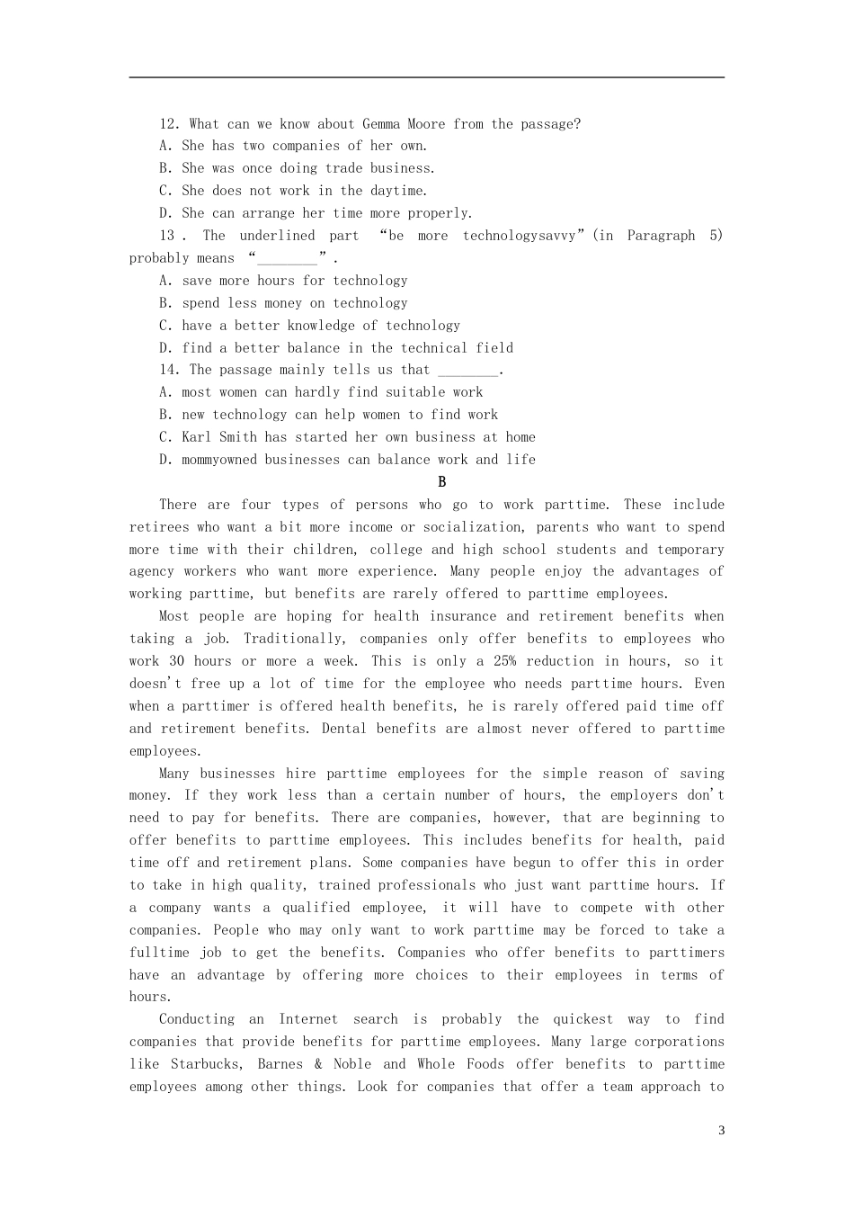 【湖北专用】届高考英语一轮复习课时作业　Unit 4 Wildlife protection 新人教版必修2_第3页
