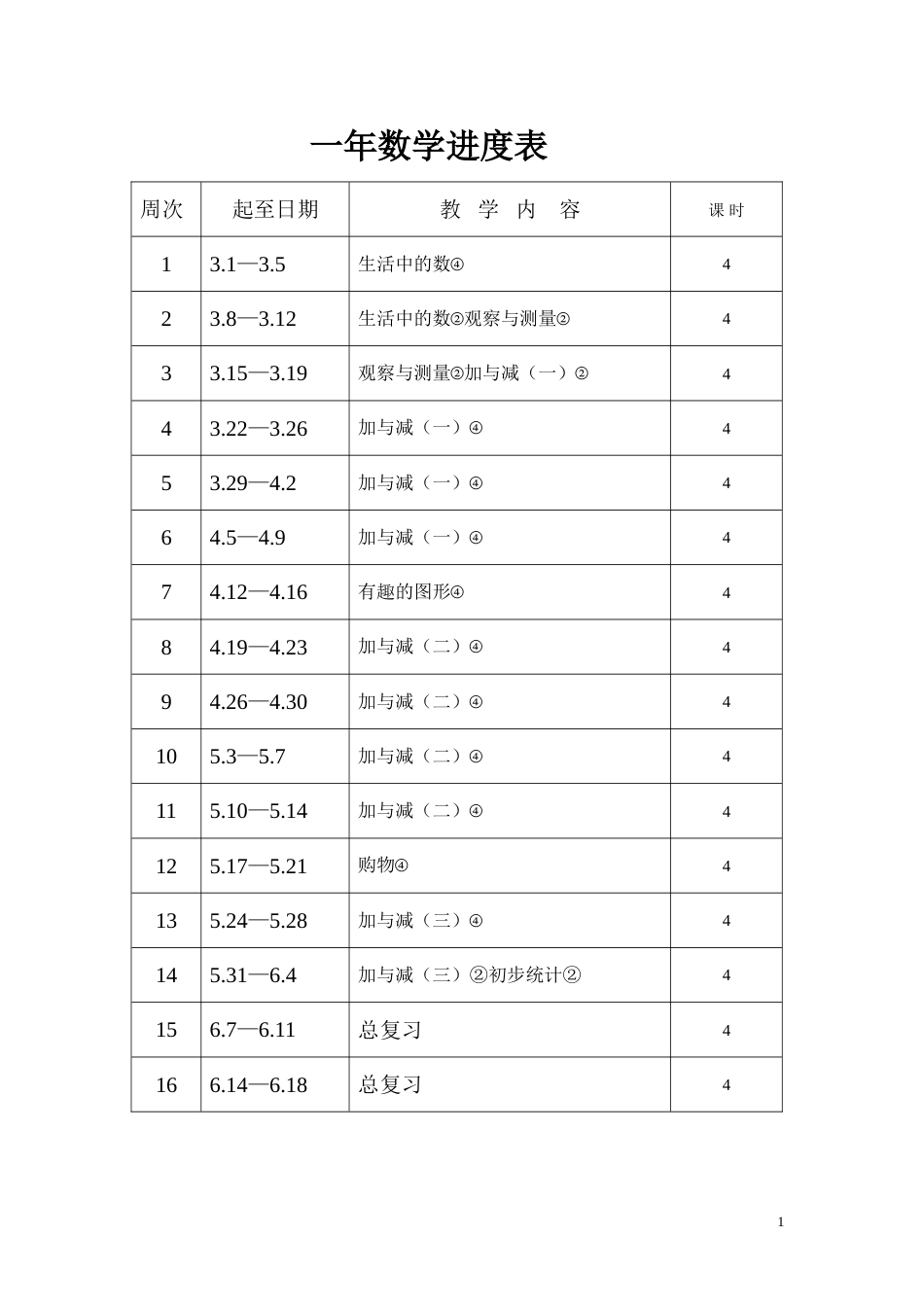 北师大版一年数学下全册教案[共59页]_第1页