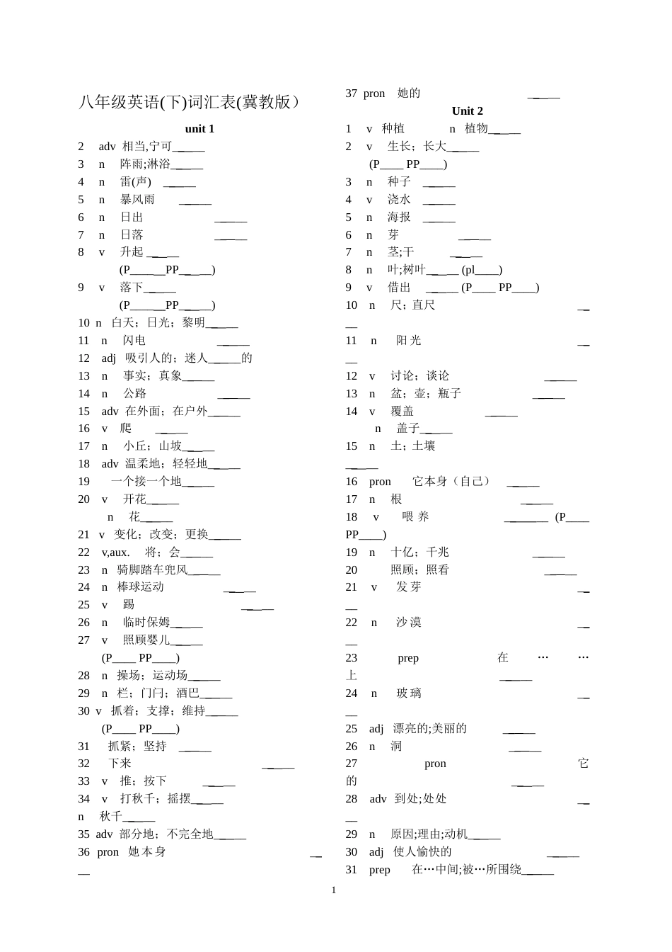 八年级下英语单词[共5页]_第1页