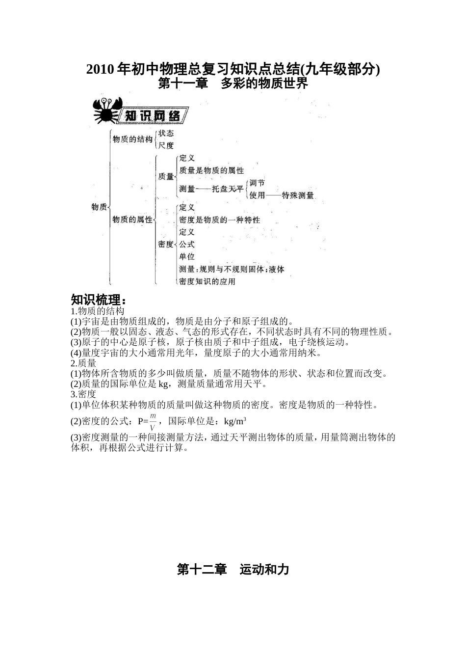 初中物理总复习知识点总结九年级部分_第1页