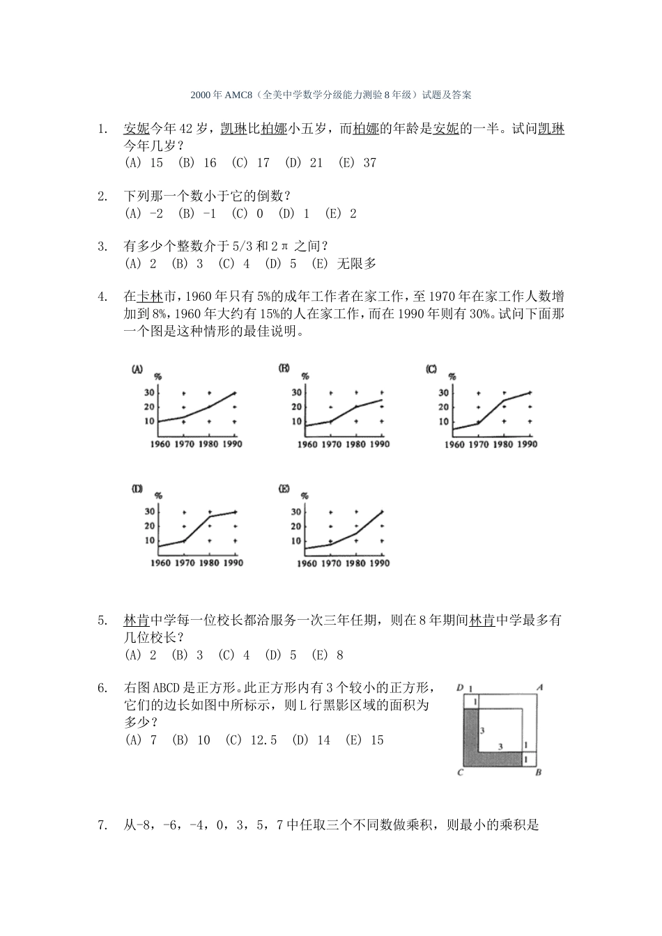 AMC8全美中学数学_第1页