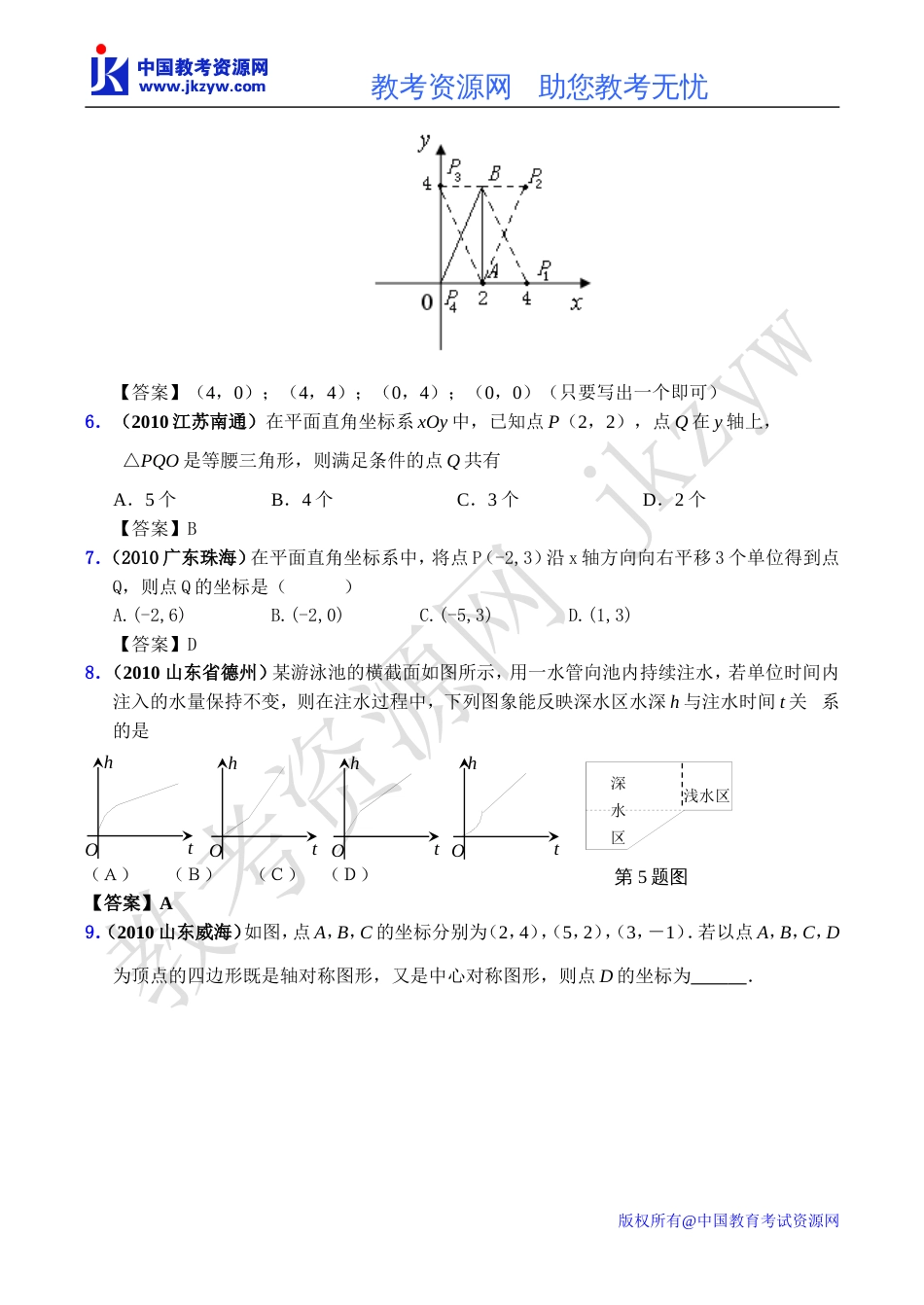 全国各地数学中考试题分类汇编12 数量和位置变化,平面直角坐标系含答案_第2页