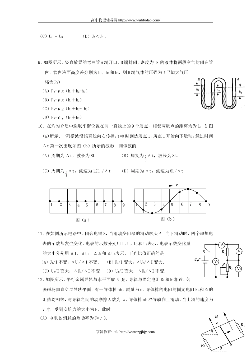 上海高考物理试题及答案_第3页