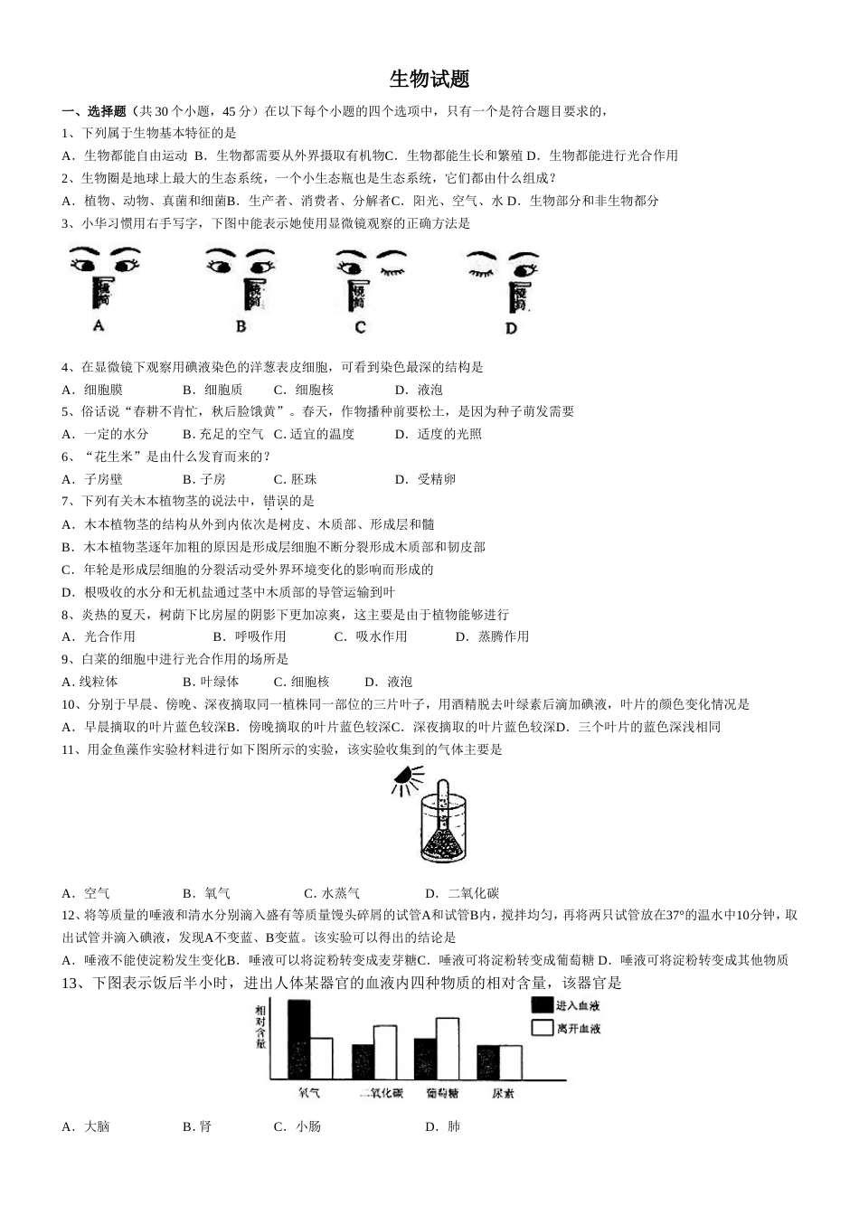 山东省威海市初中结业考试_第1页