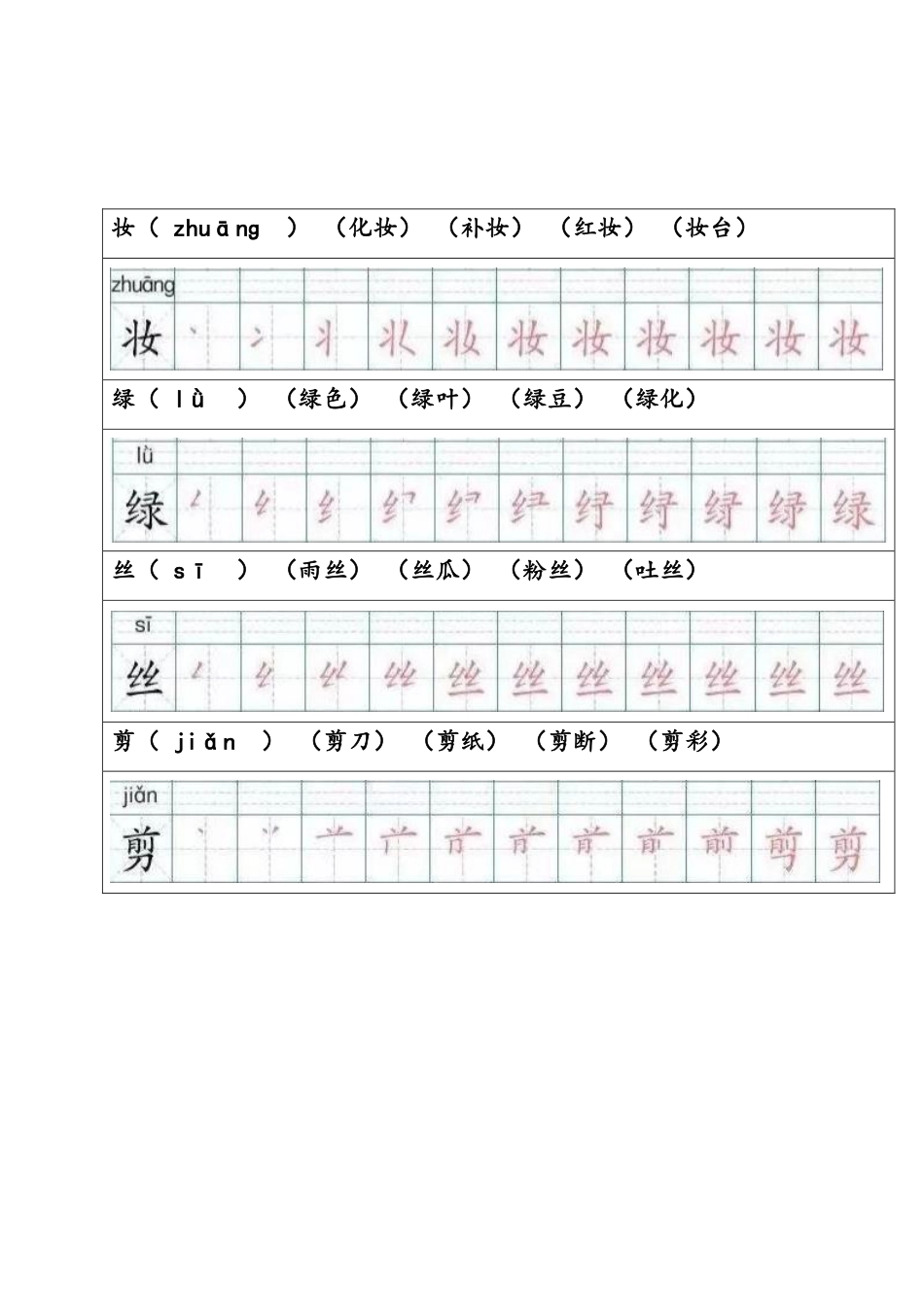 部编版二年级下册生字组词笔顺带拼音_第3页