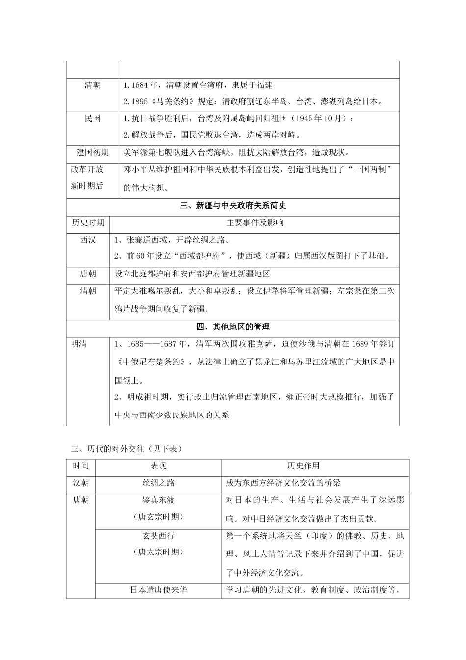 2019中考历史与社会专题复习五中国民族关系和对外交往_第3页
