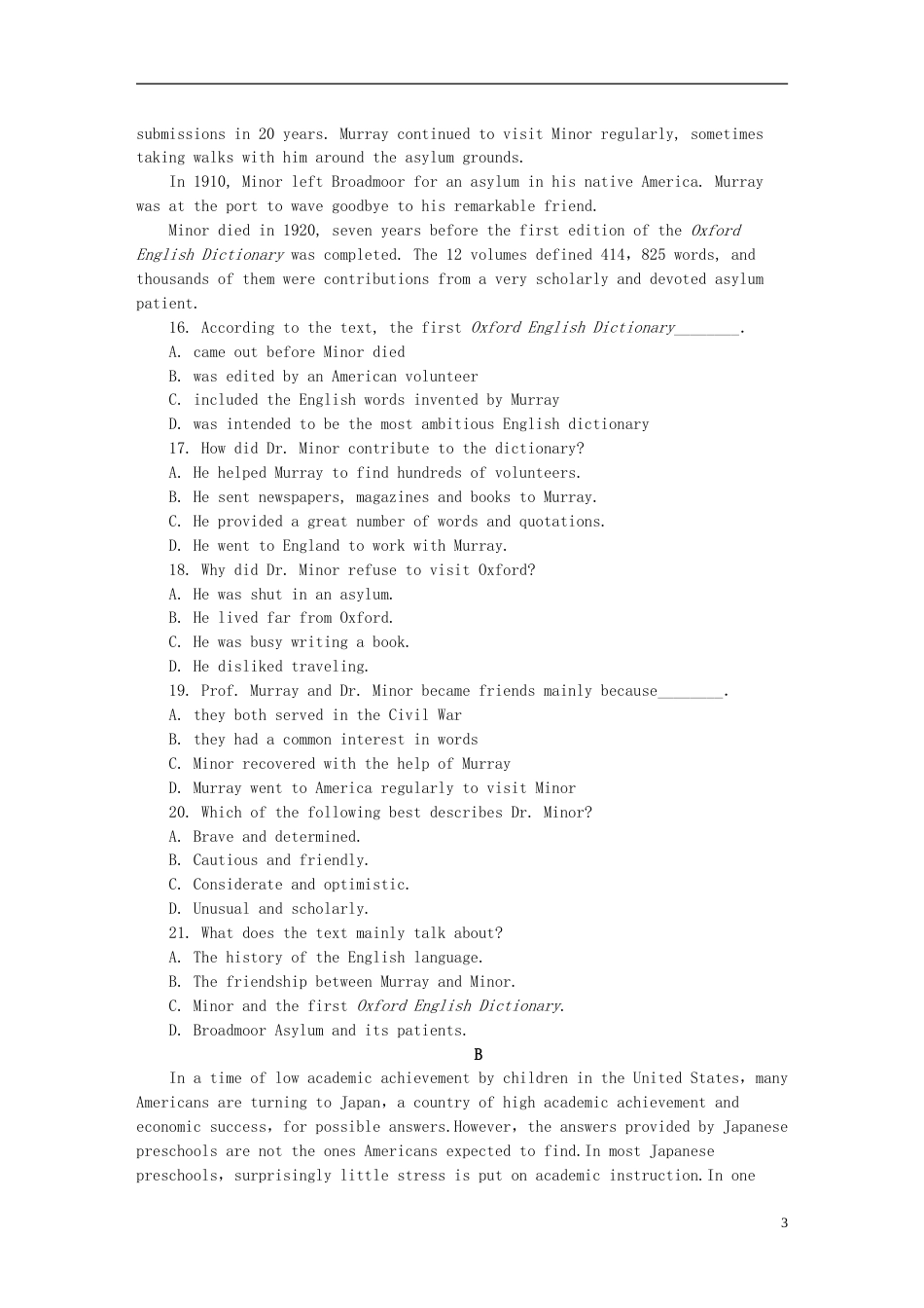 【江西专用】届高考英语一轮复习 课时作业四十 Unit 5 Meeting your ancestors 新人教版选修8_第3页