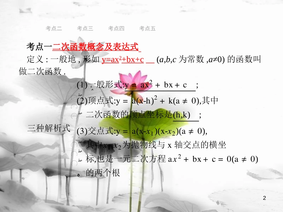 （安徽专版）中考数学总复习 第一篇 知识 方法 固基 第三单元 函数 12 二次函数的图象与性质课件_第2页