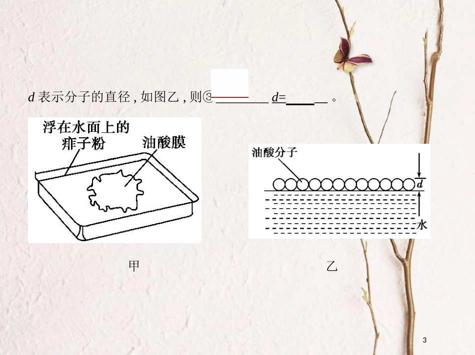 （北京专用）2019版高考物理一轮复习第十四章热学第3讲实验用油膜法估测分子的大小课件_第3页