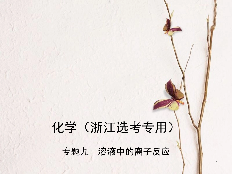 （B版，浙江选考专用）2019版高考化学总复习第二部分专题九溶液中的离子反应课件_第1页