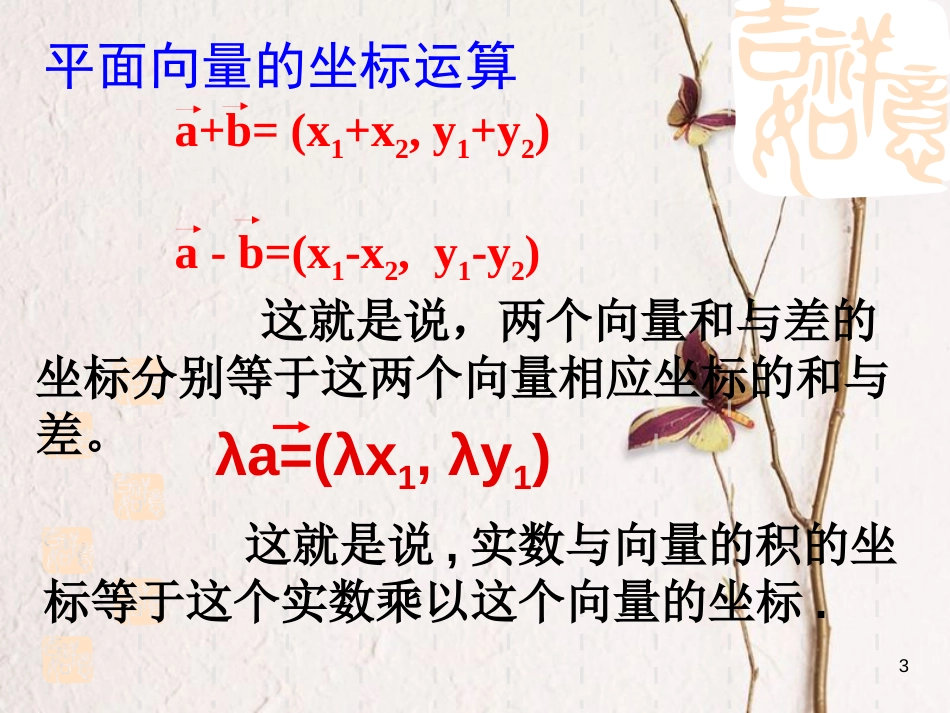 江苏省宿迁市高中数学 第二章 平面向量 2.3 向量的坐标表示课件2 苏教版必修4_第3页