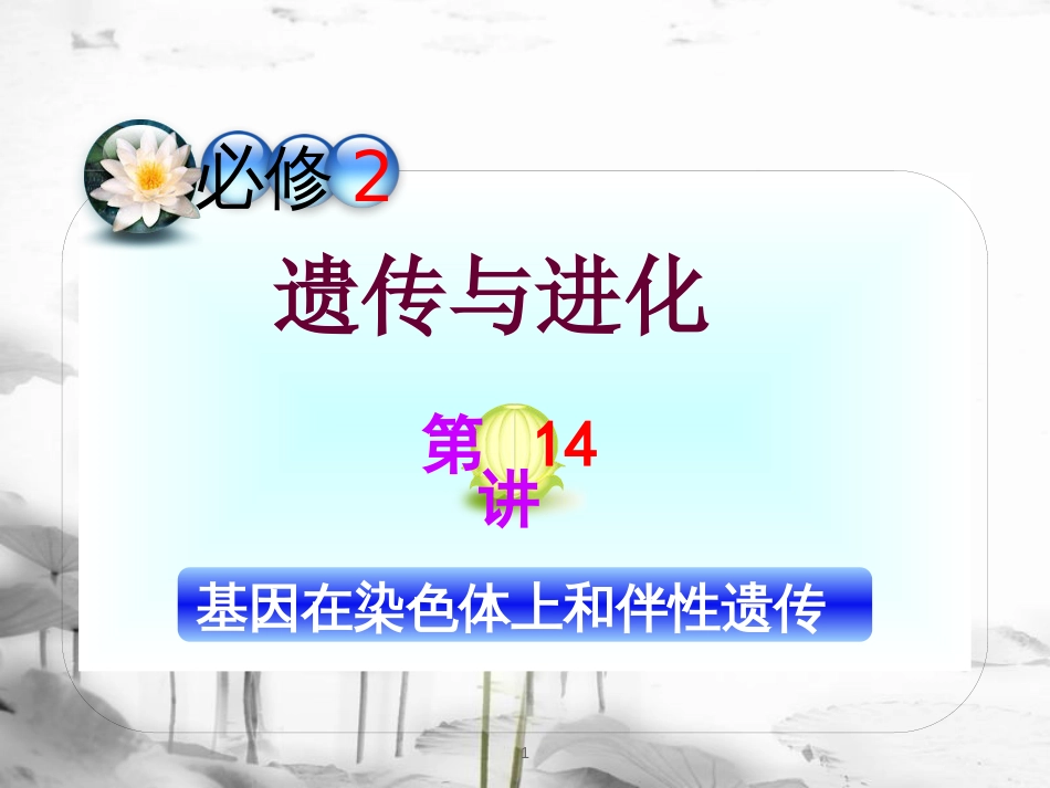 （山西专用）高三生物一轮复习 第14讲 基因在染色体上和伴性遗传课件 新人教版必修2_第1页