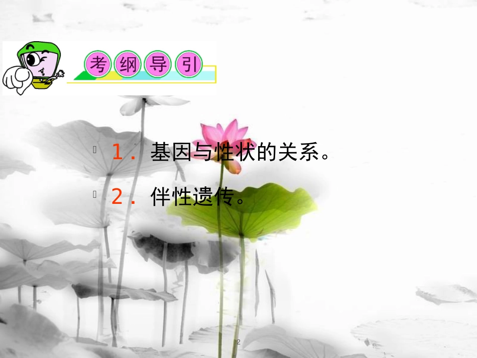 （山西专用）高三生物一轮复习 第14讲 基因在染色体上和伴性遗传课件 新人教版必修2_第2页