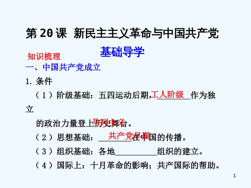 高中历史 第20课 新民主主义革命与中国共产党课件 岳麓版必修1_第1页