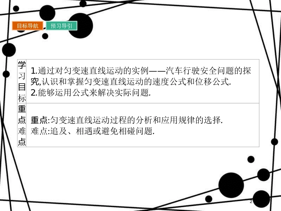 高中物理 第二章 探究匀变速直线运动规律 2.4 匀变速直线运动与汽车行驶安全课件 粤教版必修1_第2页