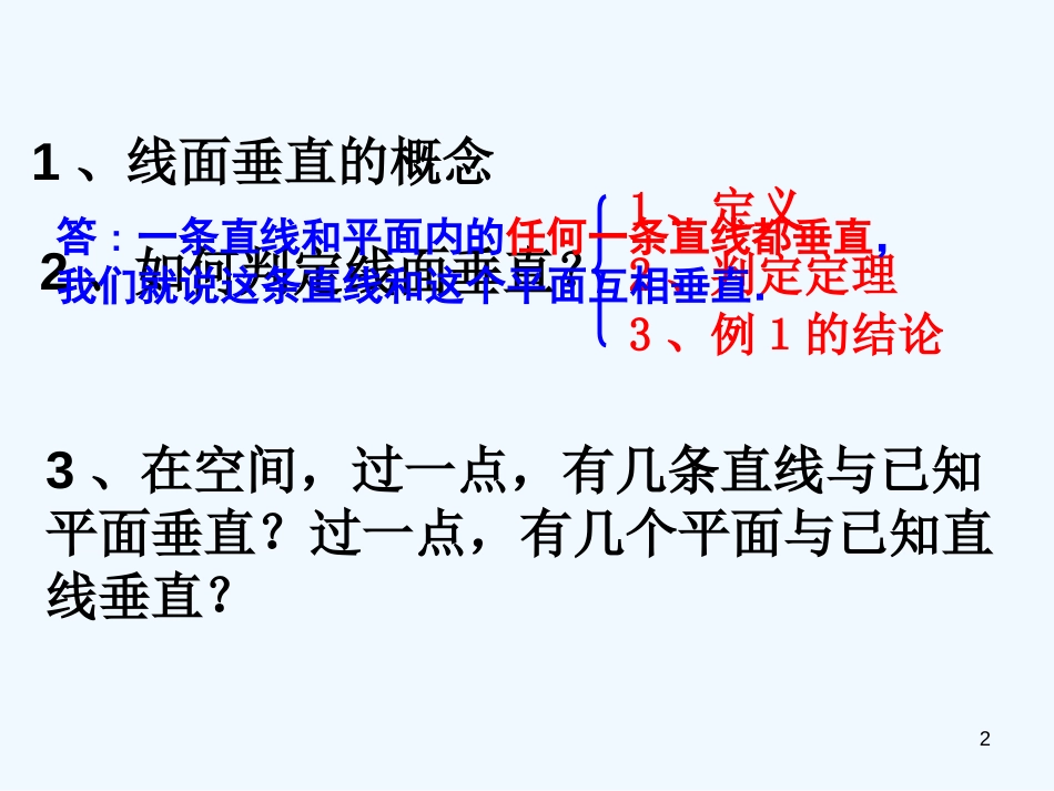 高中数学：直线与平面垂直的性质课件新课标人教A版必修2_第2页