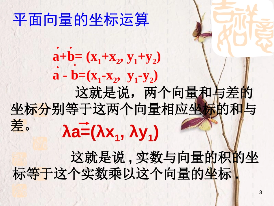 江苏省宿迁市高中数学 第二章 平面向量 2.3.1 平面向量的坐标运算课件1 苏教版必修4_第3页