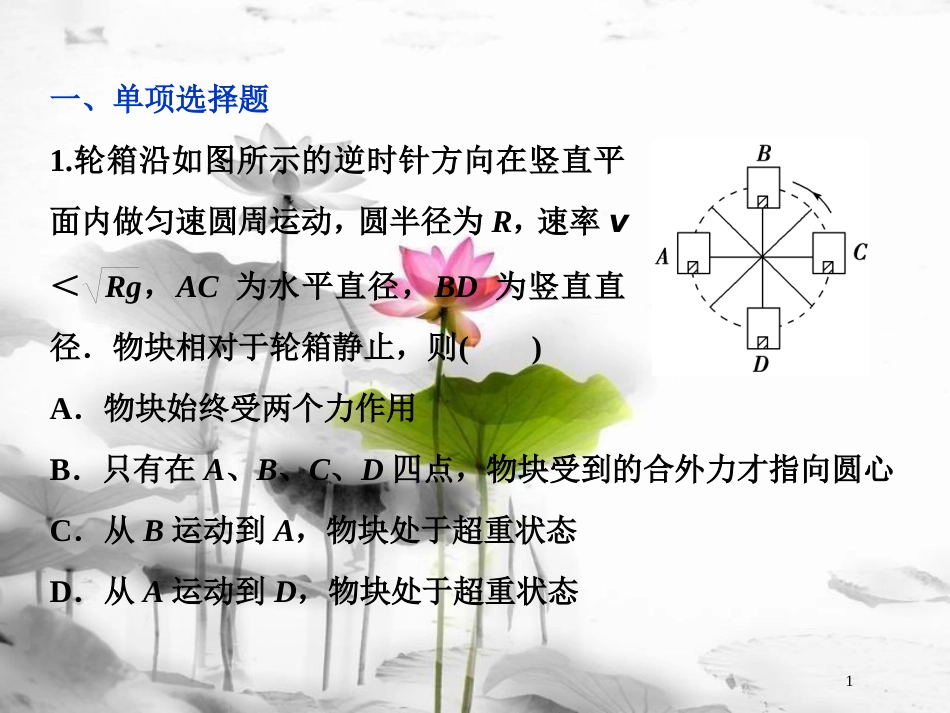 （新课标）高考物理一轮复习 第四章 曲线运动万有引力与航天 第三节 圆周运动课后检测能力提升课件_第1页