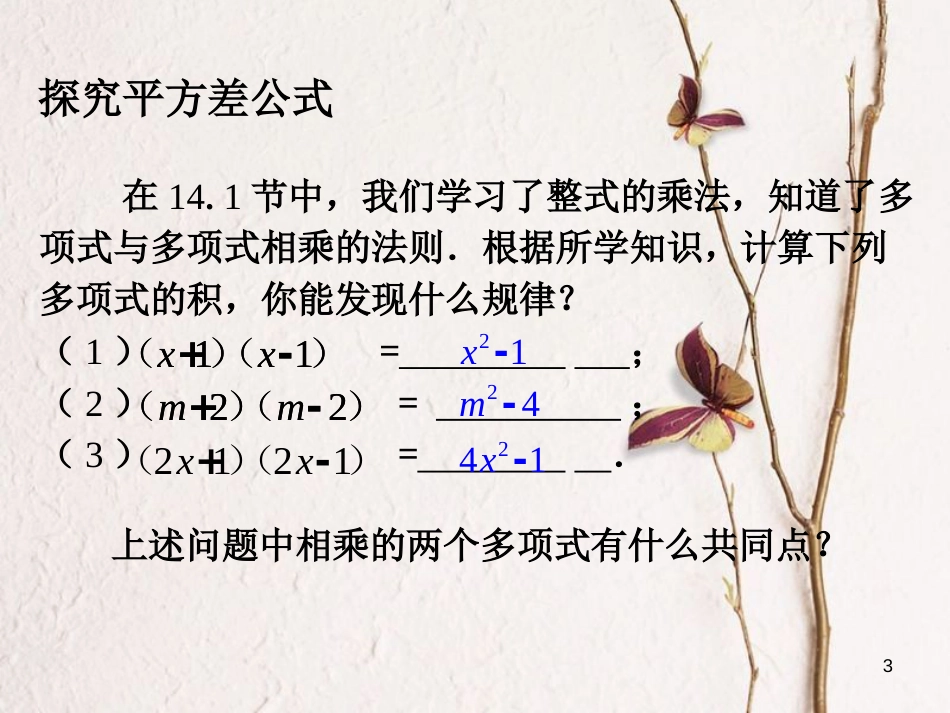 广东省中山市沙溪镇八年级数学上册 14.2 乘法公式 14.2.1 平方差公式教学课件 （新版）新人教版_第3页