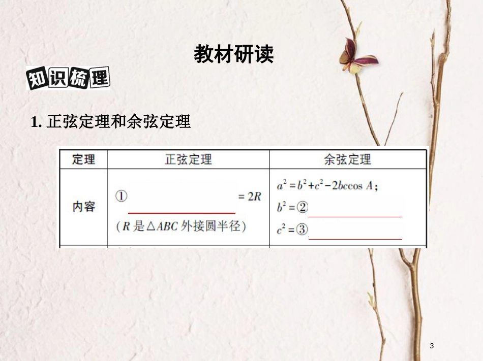 （北京专用）2019版高考数学一轮复习第四章三角函数、解三角形第七节正弦定理和余弦定理课件理_第3页