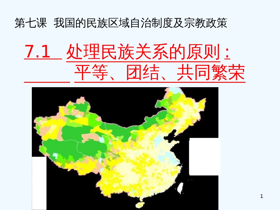 高中政治 处理民族关系的原则：平等、团结、共同繁荣3课件人教版必修2_第1页