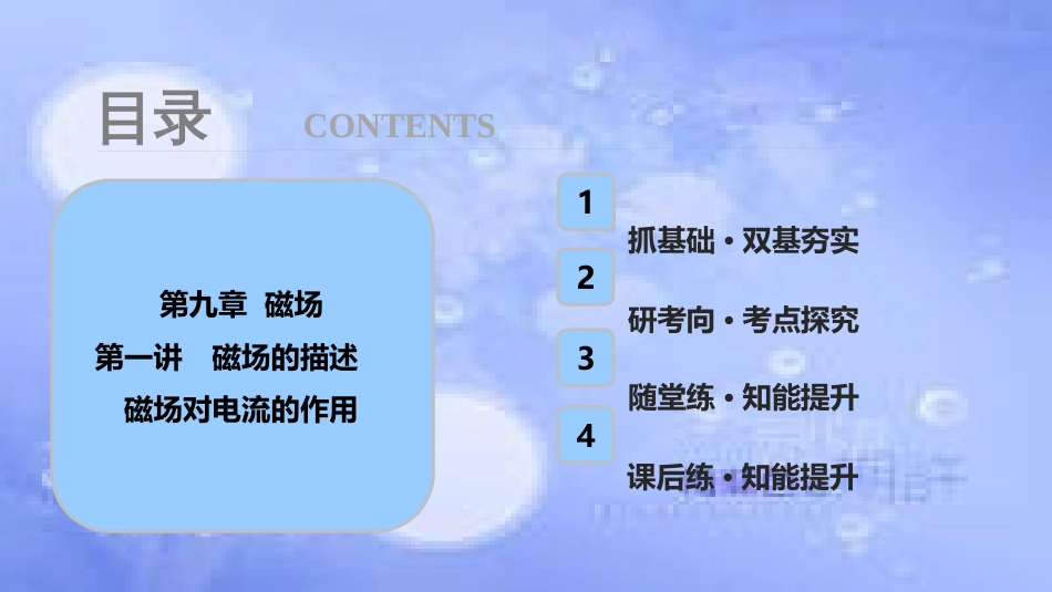 高考物理一轮复习 第九章 磁场 第一讲 磁场的描述 磁场对电流的作用课件_第1页