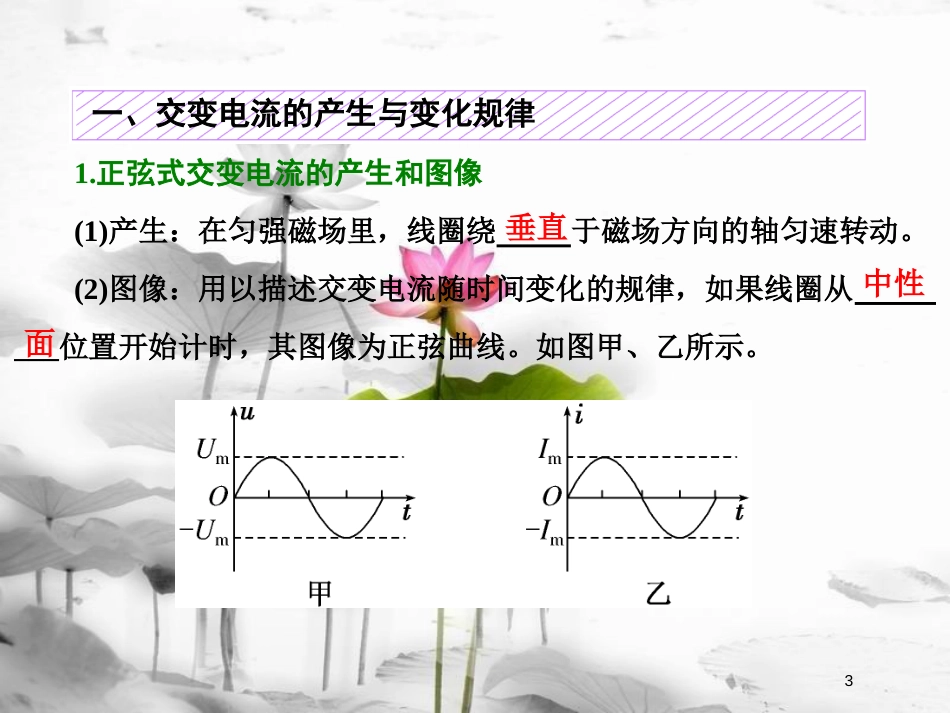 （新课标）高考物理总复习第十一章交变电流传感器第63课时交变电流的产生与描述（双基落实课）课件_第3页