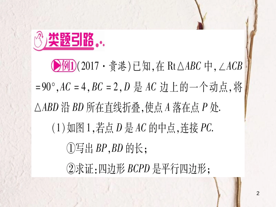 （广西北部湾专版）中考数学总复习第二轮中档题突破专项突破4三角形、四边形中的证明与计算课件新人教版_第2页