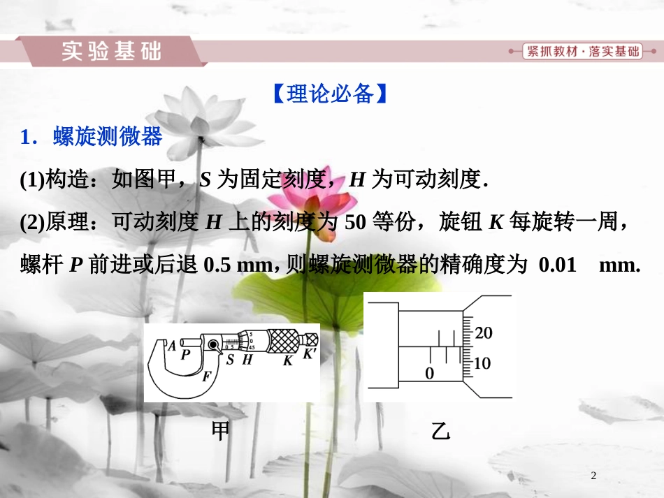 （新课标）高考物理一轮复习 第八章 恒定电流 实验八 测定金属的电阻率（同时练习使用螺旋测微器）课件_第2页