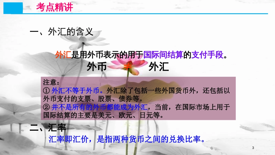 高考政治第一单元生活与消费课时1神奇的货币考点三外汇和汇率课件新人教版必修1_第3页