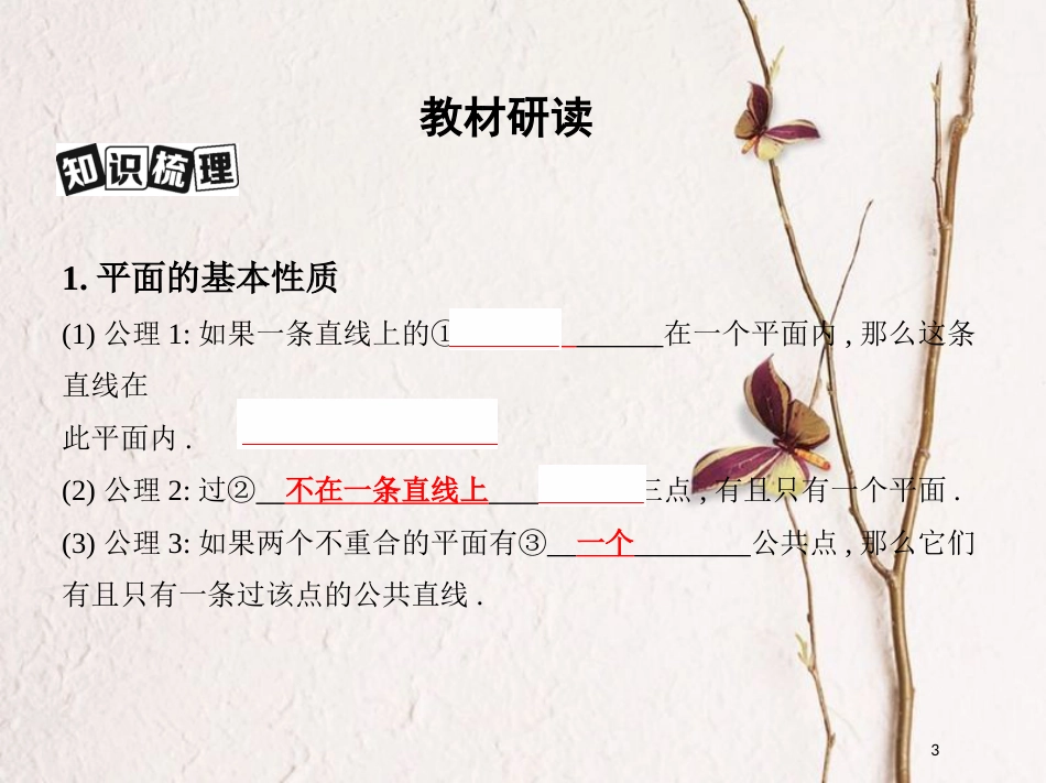 （北京专用）2019版高考数学一轮复习第八章立体几何第二节空间点、直线、平面之间的位置关系课件理_第3页
