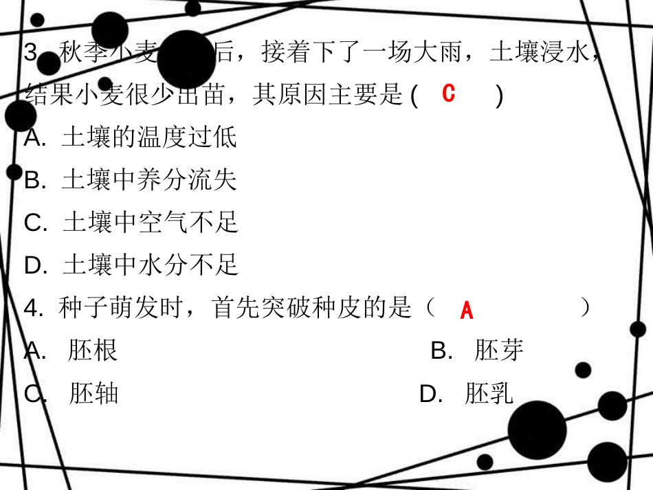七年级生物上册 第三单元 第二章 第一节 种子的萌发课堂十分钟课件 （新版）新人教版_第3页