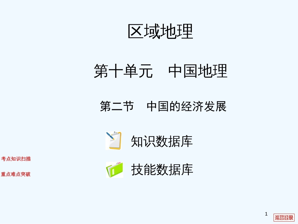 高中地理 10.2 中国的经济发展复习系列课件 中图版_第1页