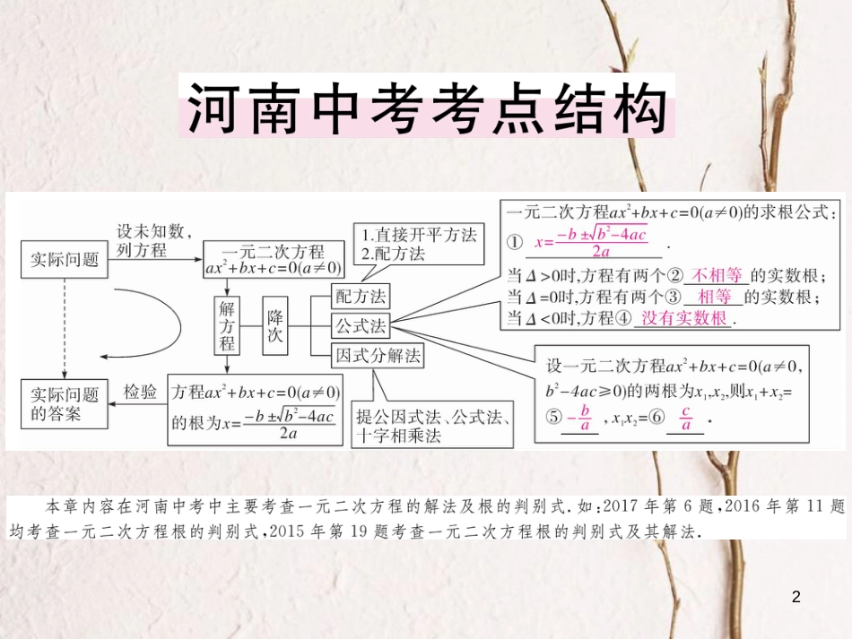（河南专版）九年级数学上册第二章一元二次方程本章小结与复习习题讲评课件（新版）北师大版_第2页
