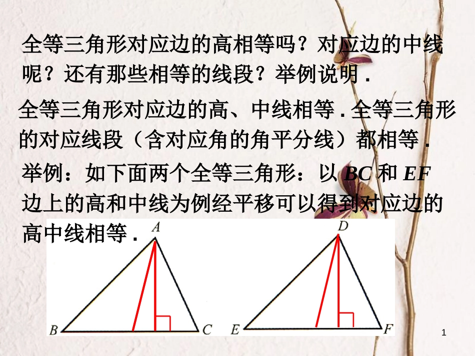 七年级数学下册 4.2《图形的全等》全等三角形对应的高相等吗议一议素材 （新版）北师大版_第1页