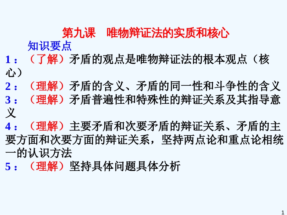 高中政治 第九课《唯物辩证法的实质与核心》课件 新人教版必修4_第1页