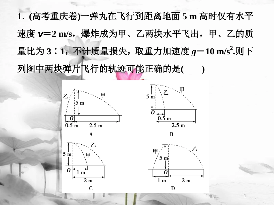 （新课标）高考物理一轮复习第六章碰撞与动量守恒第二节动量守恒定律碰撞爆炸反冲随堂达标巩固落实课件_第1页