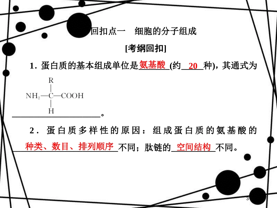 高三生物二轮复习 第二部分 考前冲刺三步攻略 2.1 细胞分子的组成课件 新人教版_第3页
