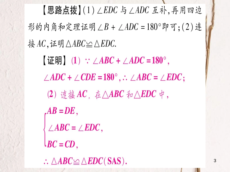 （湖南专版）中考数学总复习第二轮湖南中档题突破专项突破6三角形、四边形中的证明与计算课件_第3页