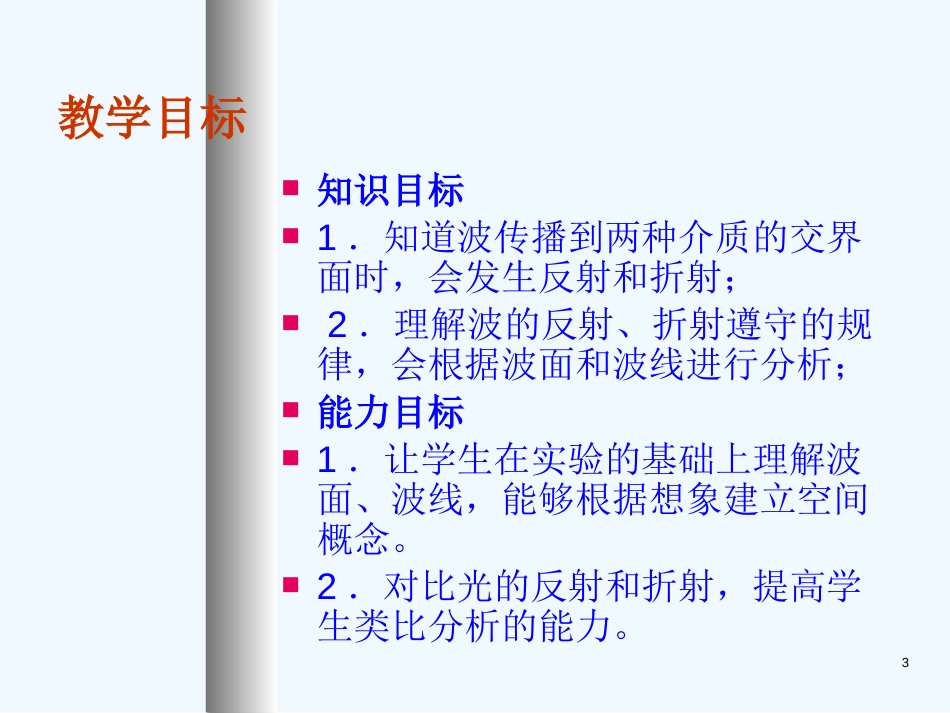 高中物理：12.4 波的反射和折射 课件(新人教版 选修3-4)_第3页