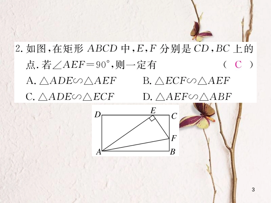 （河南专版）九年级数学上册第四章图形的相似4.5相似三角形判定定理的证明习题讲评课件（新版）北师大版_第3页