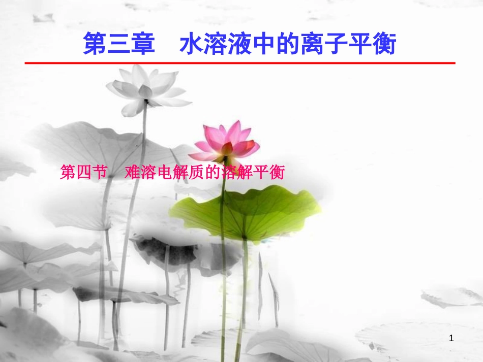 高中化学 第3章 水溶液中的离子平衡 第四节 难溶电解质的溶解平衡课件 新人教版选修4_第1页