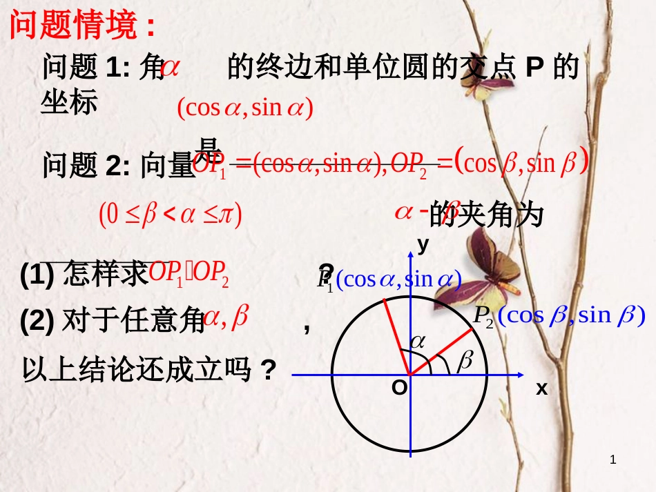 江苏省宿迁市高中数学 第三章 三角恒等变换 3.1.1 两角和与差的余弦课件 苏教版必修4_第1页